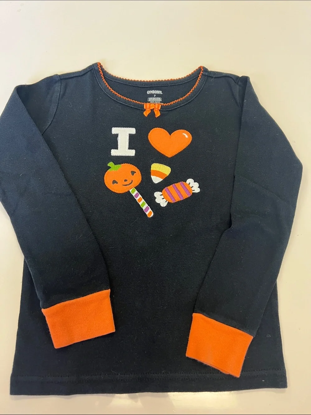 Gymboree Black & Orange Halloween Candy Long-Sleeve Tee sz 7 NEW
